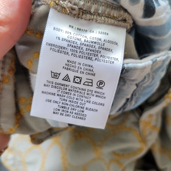 Anthropologie Embroidered Chino Pants - Picture 4 of 4